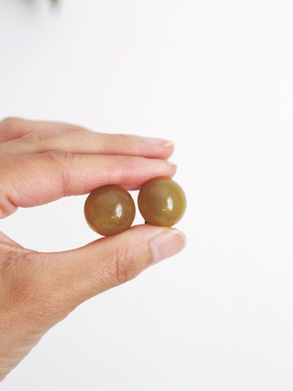 Vintage Olive Green Bakelite Button Clip on Earrings 30s 40s Retro Jewelry Acces